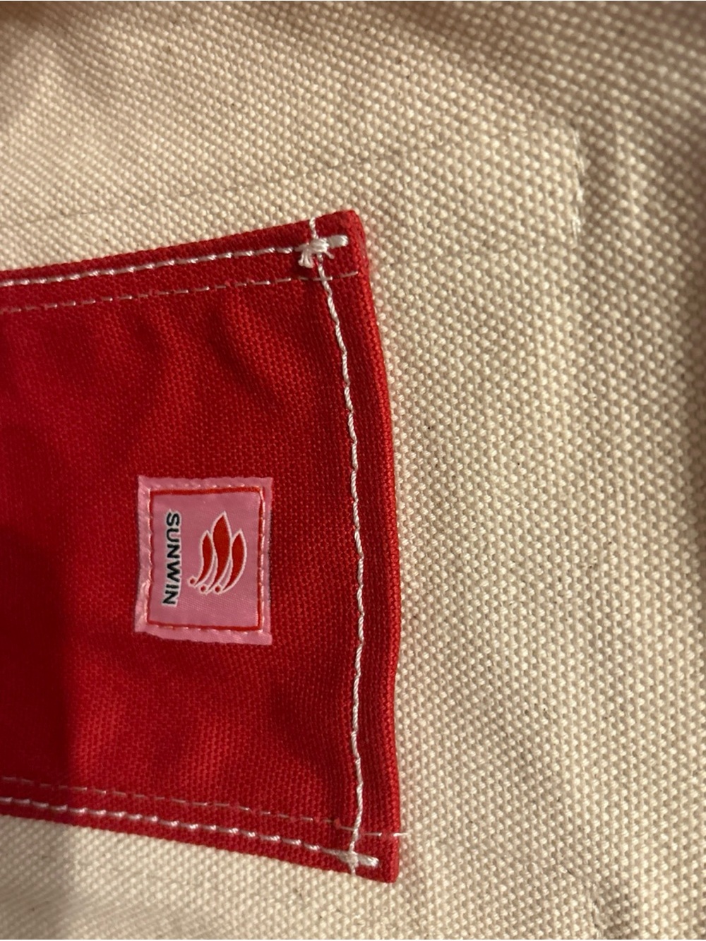 NEW Viral Sunwin Boatkin Small Tote Cream canvas/Red Handles Beach Wirkincore - Picture 5 of 13